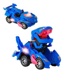 CARRO 2 EN 1  TRANSFORMER DINOSAURIO- LUZ LED SONIDO