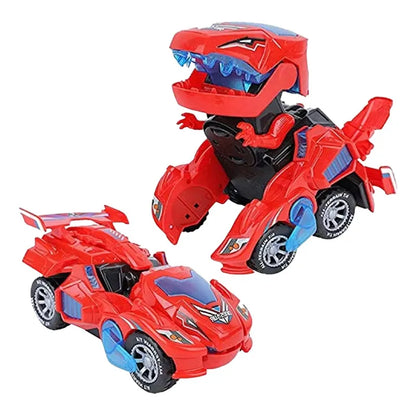 CARRO 2 EN 1  TRANSFORMER DINOSAURIO- LUZ LED SONIDO